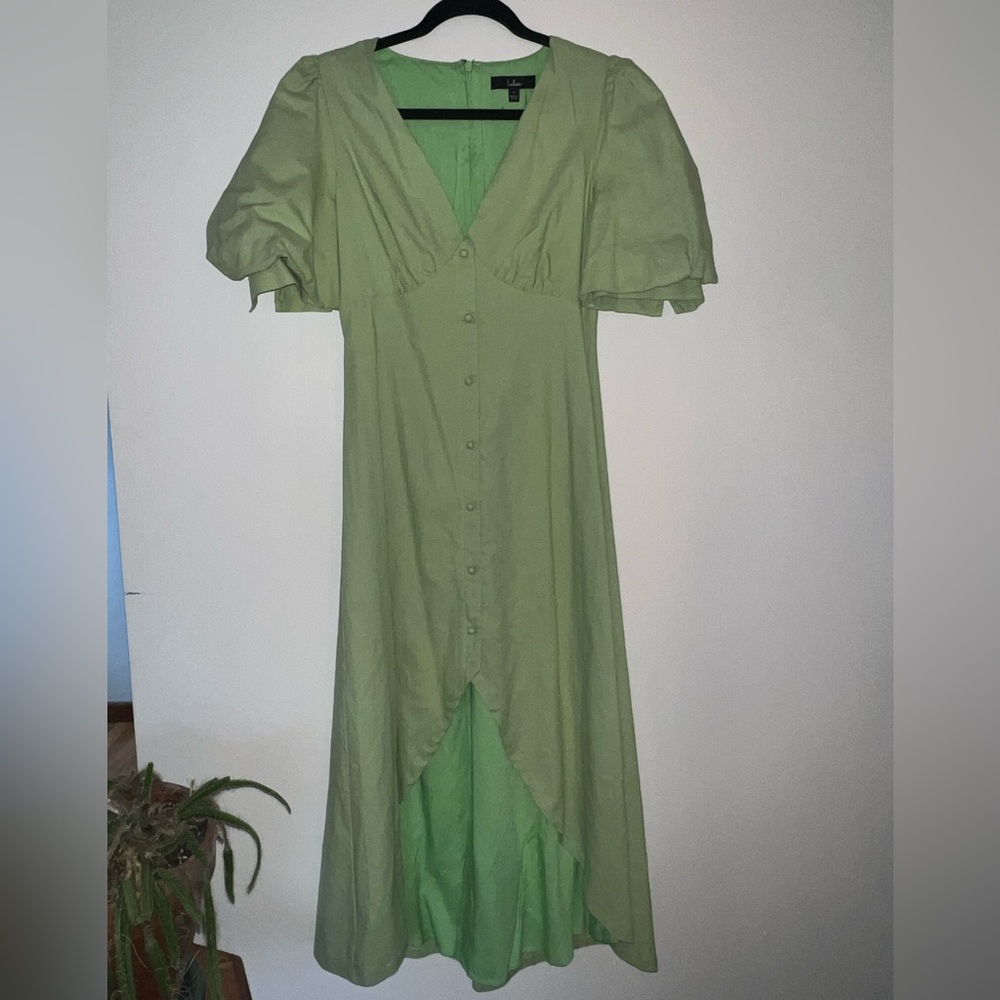 Lulu's Lime Green Linen Hi-Low Dress